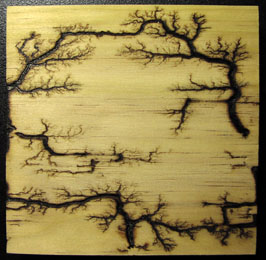 etched lightning in wood
