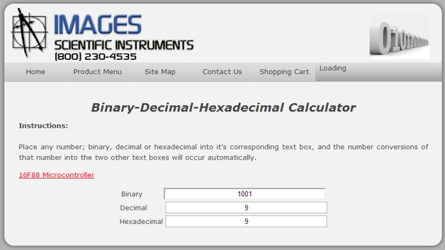 binary-decimal-hexadecimal page screen image