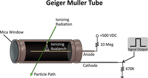 Cross section view of the function of a Geiger Counter Tube